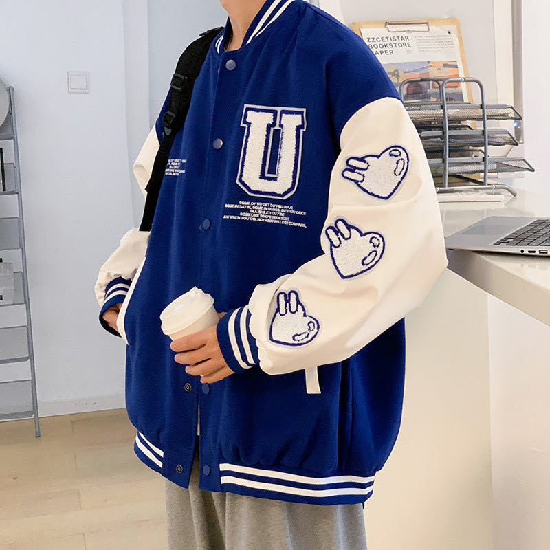 Alaska Varsity Jacket Baseball Uniform Stitching Loose Hip Hop Jacket Men's Jacket