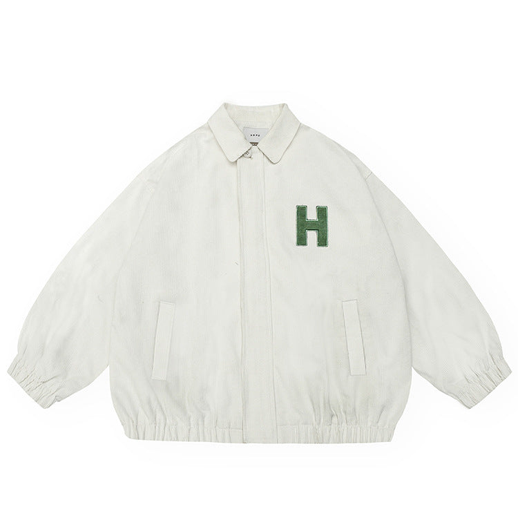 Corduroy Varsity Jacket Letter Patch Jacket Men's and Women's Vintage Corduroy Jacket