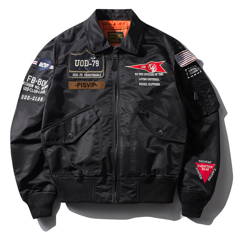 Green Varsity Jacket Men's Autumn Stand Collar Flying Jacket Men's Loose Top