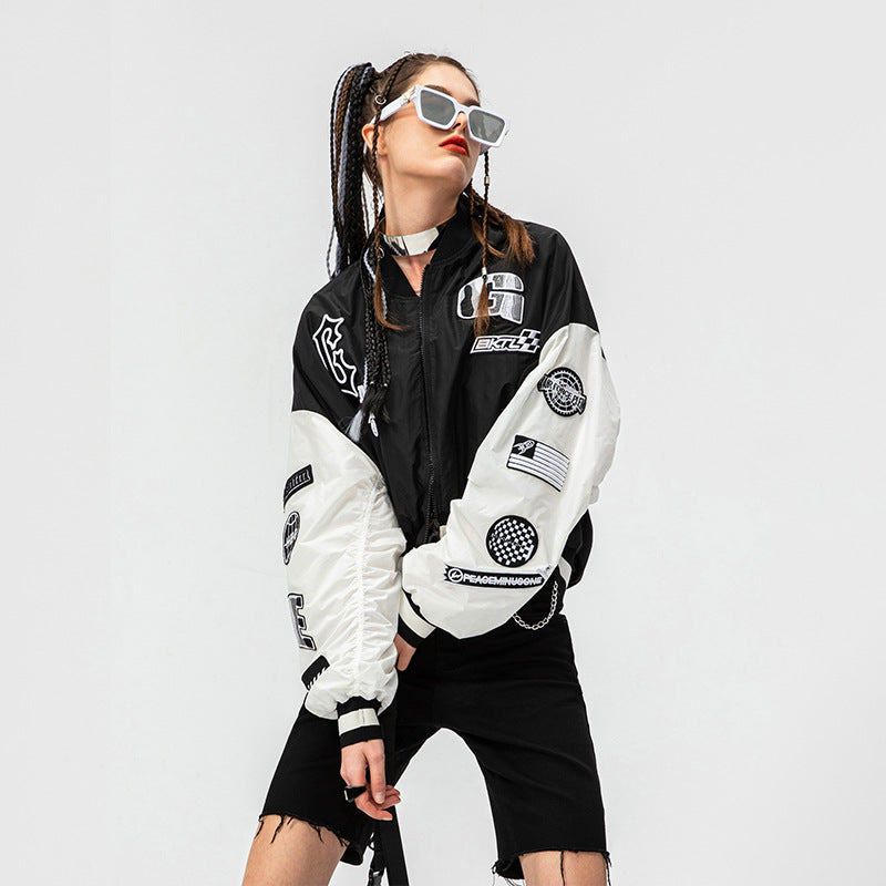 Brown Cropped Varsity Jacket Retro Couple Baseball Uniform Loose Baseball Uniform