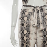 Spring Sexy Snake Print Sleeveless Cross Backless Slim Fit Bodysuit Women