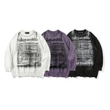 Mens Fall Outfits Dark Retro High Street Letter Graffiti Ripped Sweater Men's Pullover Sweater Top