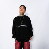 Mens Fall Outfits Retro High Street Heavy Industry Love Heart Loose Hole Long Sleeve T-shirt Couple's Tops