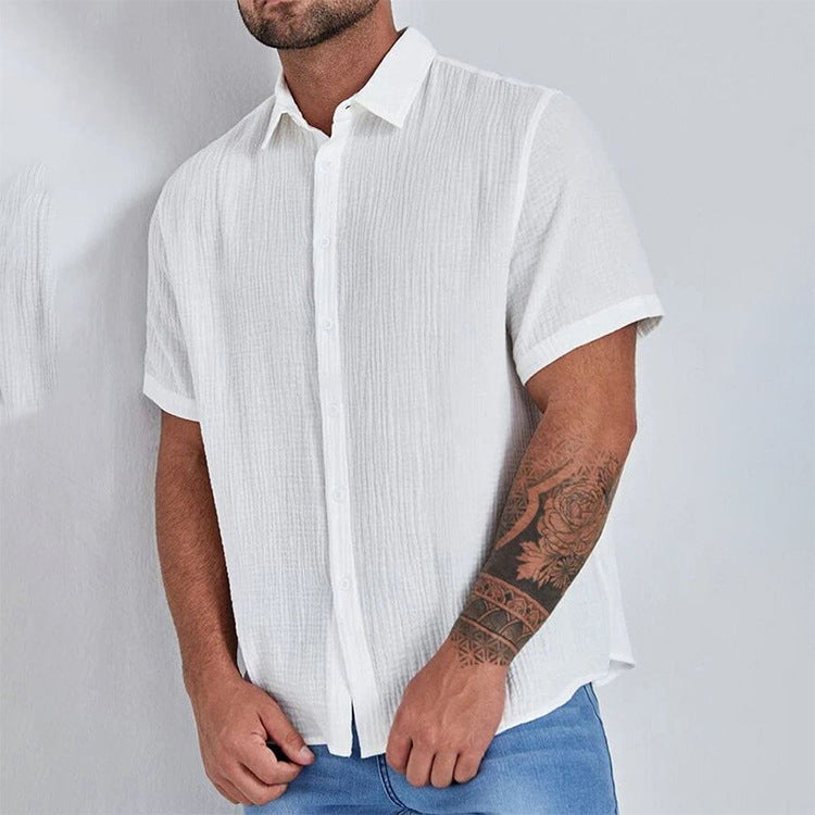 Men Hawaii Shirts Short Sleeve Shirt Fashion Simple Shirt