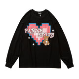 Mens Fall Outfits Long-Sleeved T-shirt Men's Heart Printing Top Loose Clothes