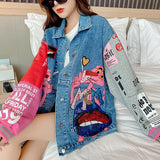 Comic Denim Jacket Women's Cartoon Loose Jacket