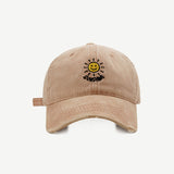 Smiley Face Cap Sun Smiley Face English Embroidered Baseball Cap