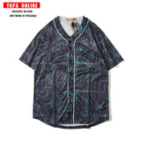 Baggy Baseball Jersey V-neck Vintage Baseball Jacket Men's and Women's Short-Sleeved T-shirt