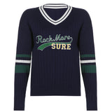 Preppy Aesthetic Sweater Embroidery Loose-Fitting V-neck Long Sleeves Casual Sweater