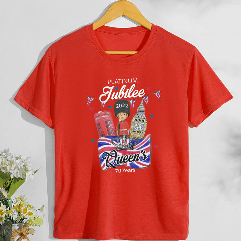 Inspired by Queen's Platinum Jubilee 2022 Elizabeth 70 Years T-shirt Short Sleeve T-shirt plus Size Loose Summer