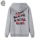 Anti Social Club Hoodie Men's Pansy Print Autumn Winter Sweater