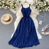 Summer Wedding Guest Dresses Lace Dress Sexy V-neck Backless Sleeveless Suspender Dress Maxi Dress