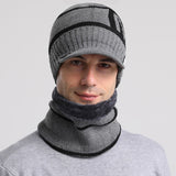 Men Winter Hats Men's Winter Fleece-Lined Thickened All-Matching Knitted Wool Hat