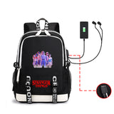 Stranger Things Hellfire Club Backpack Large Capacity Backpack Computer Bag USB Charging