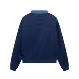 Rhude Hoodie Embroidery Denim Collar Stitching for Men and Women