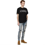 Amiri T Shirt Letter Print Casual Hip Hop round Neck Short Sleeve T-shirt for Men