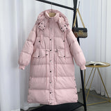 Women Winter Coats Puffer Jacket Down Coat Down Jacket Women's Mid-Length Detachable Hat White Duck Down Coat