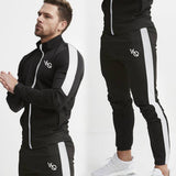 Men Tracksuit Sports Casual Solid Color Suit Outdoor Workout Zipper