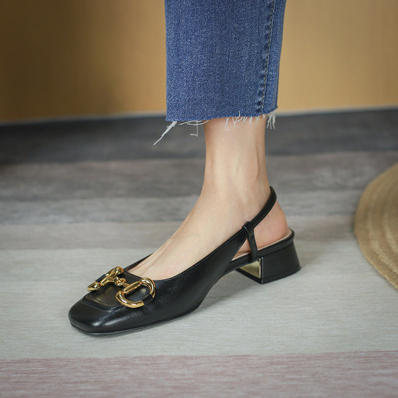 Nude Block Heels Closed Toe Closed Toe Sandals Casual Shoes Comfortable