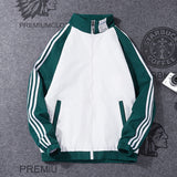 White Varsity Jacket Men's Autumn Youth Sportswear Student Three Bars Baseball Uniform Casual Jacket