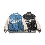 Baby Blue Varsity Jacket Winter Men's Stitching Baseball Collar Cotton-Padded Jacket