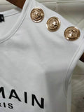 T Shirt Balmain Spring/Summer Letter Cotton round Neck Sleeveless Vest T-shirt for Women