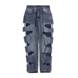 Mens Fall Outfits Worn Looking Washed-out Loose Wide Leg Straight Jeans Men's Slippers Floor Pants