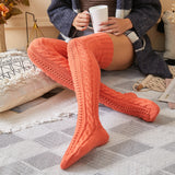 Winter Chunky Cable Thick Knit Thigh High Socks Long Stockings Boot Autumn and Winter Knitting Jacquard Stockings