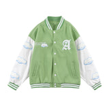 Blue Varsity Jacket Bear Baseball Jacket Towel Embroidery Men and Women Couple