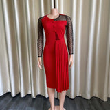 Nina Parker plus Size Dresses Mesh Slim Fit Patchwork Sheath Split Dress