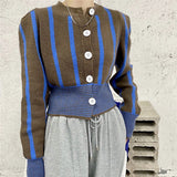 Preppy Aesthetic Sweater Spring Fashion round Neck Puff Sleeve Short Sweater Coat Knitted