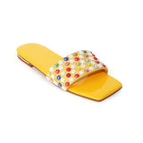 Flat Dress Sandals Flat Square Toe Large Size Hollow Candy-Colored Sandals