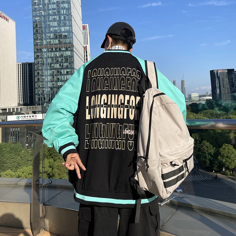 Jock Jacket Men's Autumn Loose Pilot Baseball Uniform Couple Student Sports Coat Jacket Men