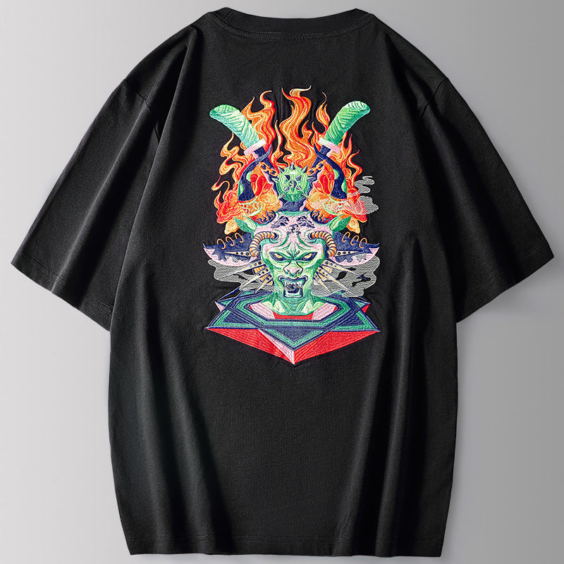 Zodiac Shirts Pure Cotton Loose T-shirt Men's Short Sleeve round Neck