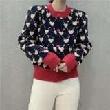 Preppy Aesthetic Sweater O-neck Short Cardigan Women's Knitwear