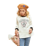 White Color Contrast Tops Children Girl's Spring Clothes