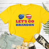 Let'S Go Brandon T Shirt Glasses Printed Short Sleeve Men'S And Women'S Tops
