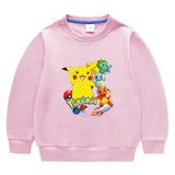 Children Pokemon Pikachu Hoodie Spring and Autumn Solid Color round Neck Sweater