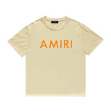 Amiri T Shirt Letter Print Casual Hip Hop round Neck Short Sleeve T-shirt