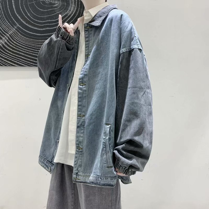 Men Denim Jacket Men's Spring and Autumn Retro Casual Loose