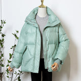Women Winter Coats Puffer Jacket Down Coat Short Down Jacket Female Loose Fashion White Duck Down Stand Collar Coat