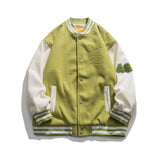 Baby Blue Varsity Jacket Baseball Uniform Color Contrast Patchwork Boys Jacket