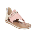 Flat Dress Sandals Summer Flat Flip-Flops Plus Size Zipper Hollowed Leisure Women's Sandals