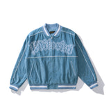 Beige Varsity Jacket Autumn and Winter Men's Embroidered Baseball Uniform Corduroy Jacket Men's Jacket