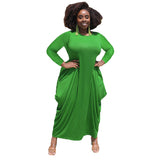 Nina Parker plus Size Dresses round Neck Long Sleeve Hem plus Size Dress