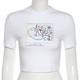 Music Festivals Rave Outfits Girls Tops Summer Women's Short Sleeve round Neck Sexy T-shirt