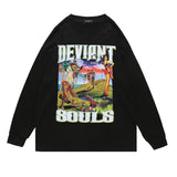 Mens Fall Outfits Vintage Printed Oversize Long Sleeve Bottoming Shirt Top T-shirt for Men