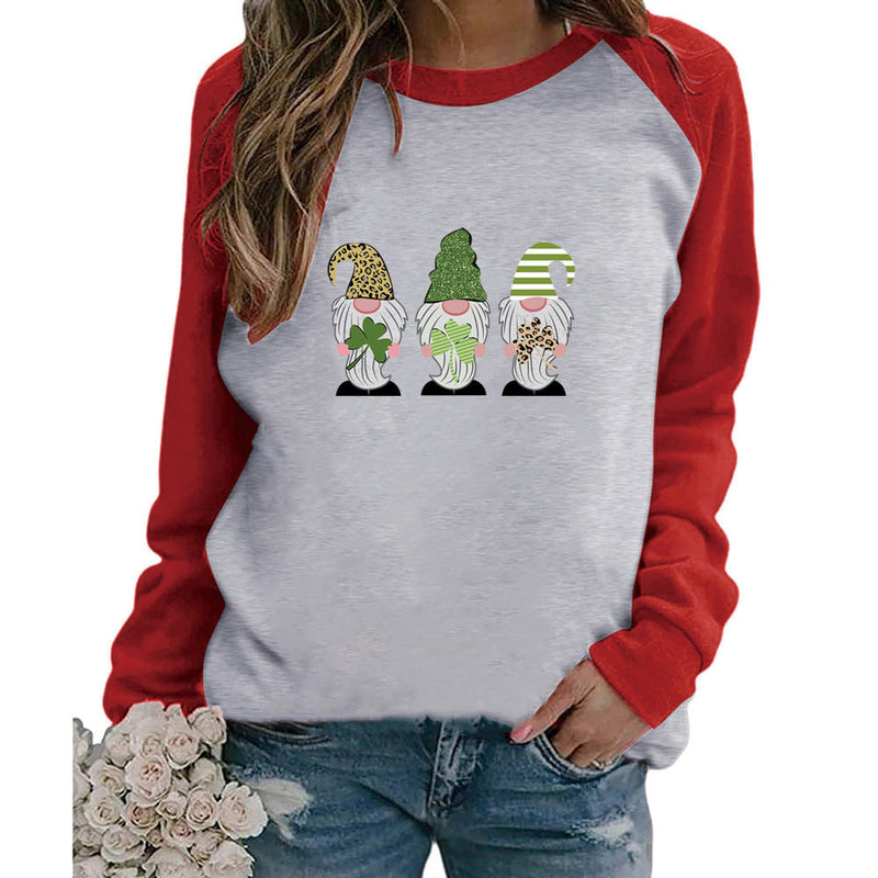 Saint Patrick's Day Closing Clover Leopard Print Long Sleeve T-shirt