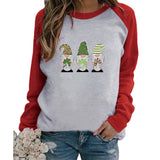 Saint Patrick's Day Closing Clover Leopard Print Long Sleeve T-shirt