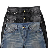Fog Fear of God Essentials Pant Double-Line Washed Jeans Distressed Straight-Leg Trousers